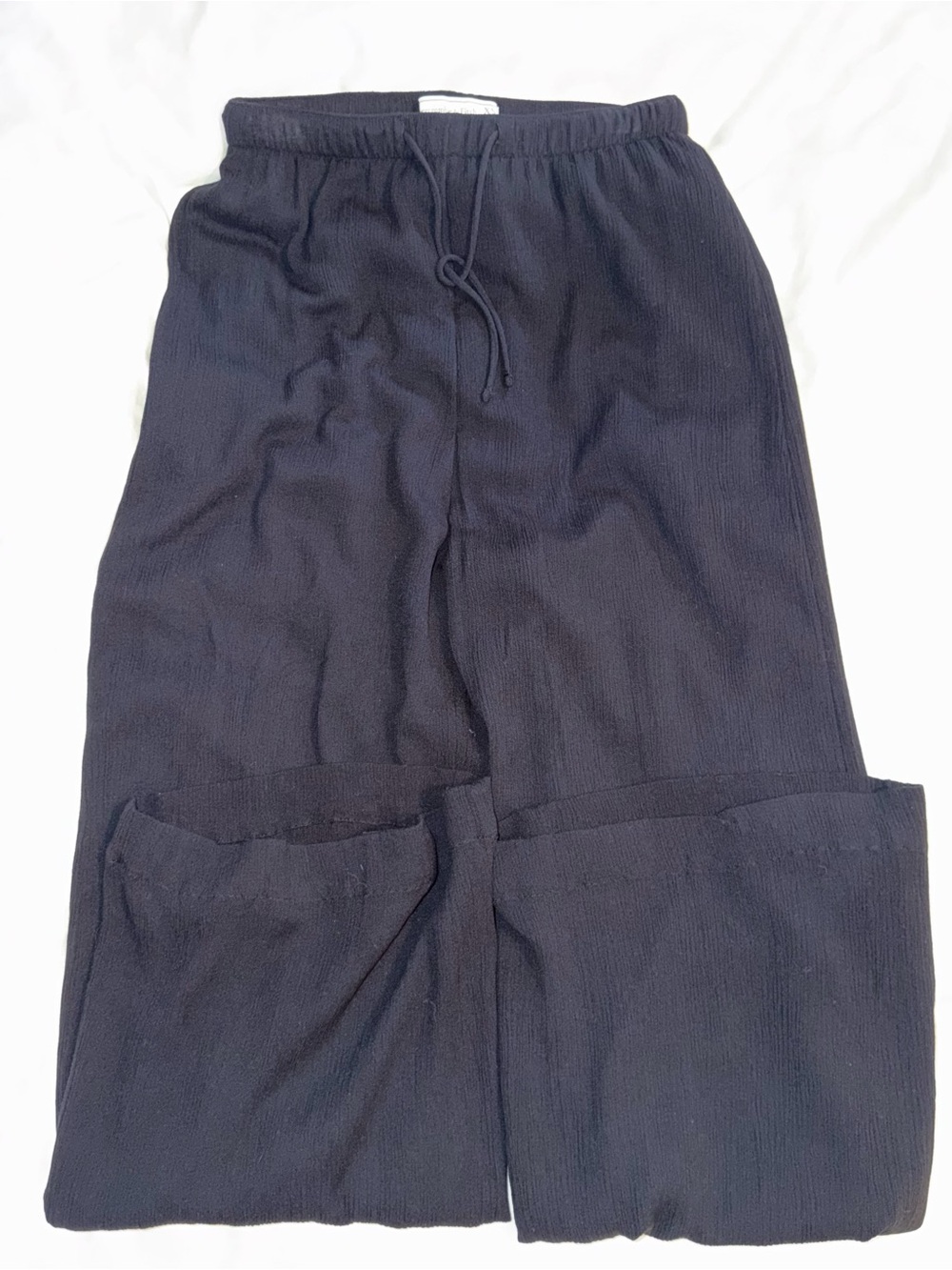 NWOT Abercrombie & Fitch Black Crinkle Wide Leg Pants